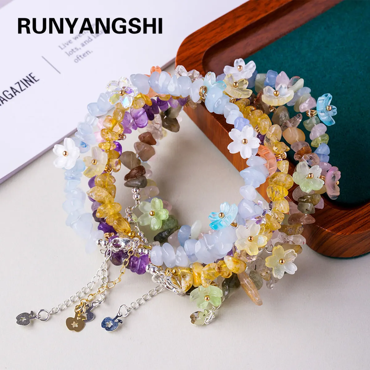 1 шт., натуральный энергетический драгоценный камень, семь чакр, цветок, браслет, кристалл, стрейч-чип, бусины, браслеты, кварцевый браслет для женщин 1 шт., натуральный энергетический драгоценный камень, семь чакр, цветок, браслет, кристалл, стрейч-чип, бусины, браслеты, кварцевый браслет для женщин