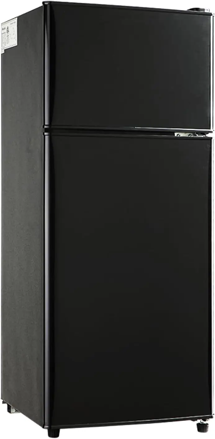 KB FLS-80-Black 3.5Cu.Ft Compact Small Refrigerator with Freezer Retro Fridge with Dual Door 7 Level Adjustable Thermostat