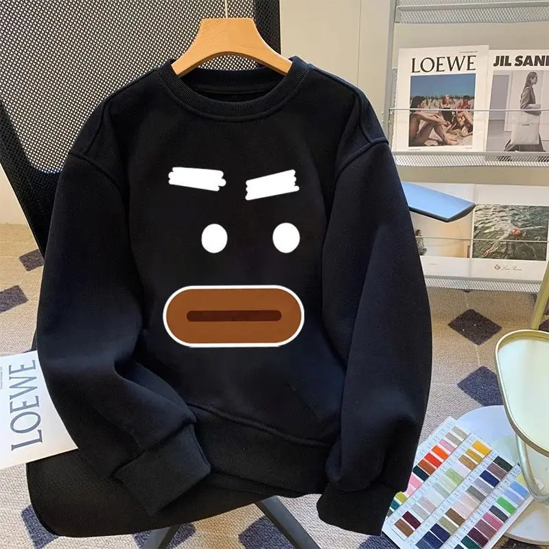 

plus Size 300 Pounds Heavyweight Pure Cotton round Neck Sweatshirt Unisex Spring Autumn Loose Casual Long Sleeve Hatless Top