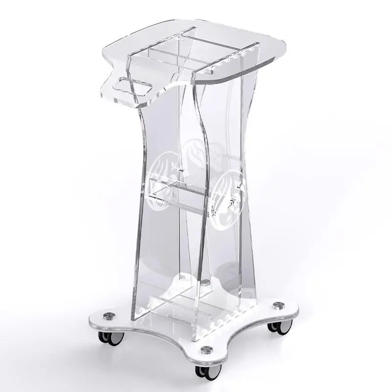 Transparent Professional Beauty Salon Furniture Tray Trolley Aesthetics Medical Storage Cart With Wheels