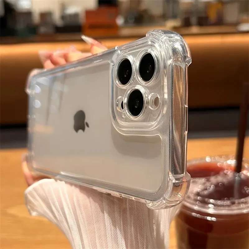 Luxus Transparent Klar Telefon Fall Für iPhone 17 16 13 14 11 12 15 Pro Max 7 8 Plus SE2 XR X XS Silikon Stoßstange Harte Rückseitige Abdeckung – Detail 8