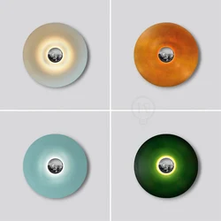 Modern led wall light Round iron wall lamp Nordic creative color living room TV home decor lighting fixture stair bedside lamps