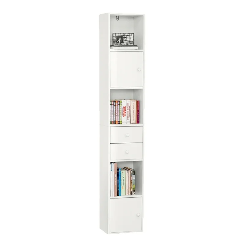 SoBuy STR10-W Bücherregal mit Schubladen Bücherschrank Standregal Aufbewahrungsregal Büroregal Aktenschrank Hochschrank