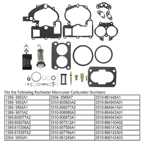 Imagen 2 del producto Kit de reconstrucción de reparación de carburador apto para Mercruiser Mercury Marine 3.0L 4.3L 5.0L 5.7L barco 3302- 804844002 1389-9562A1 1389-9563A1