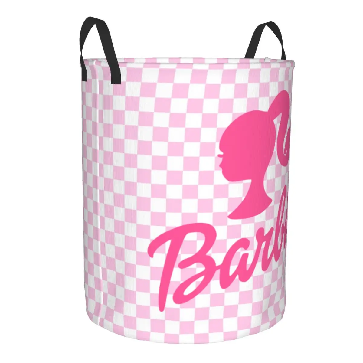 Custom Barbie Logo Laundry Hamper Large Storage Basket Cute Kids Nursery Toy Organizer