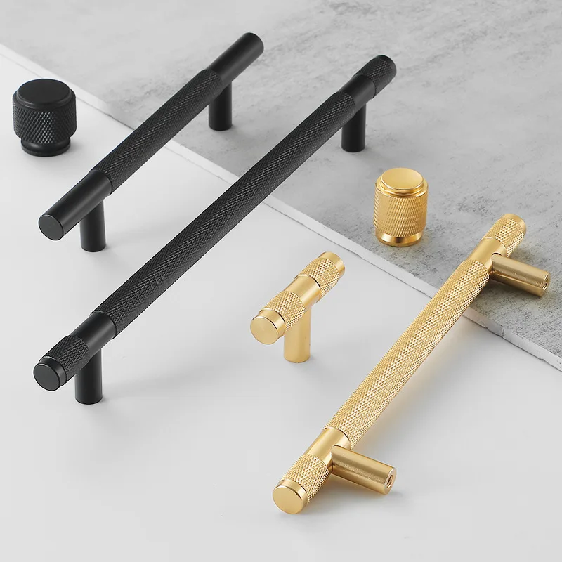 Gold Knurled Handles for Cabinet and Drawer Aluminum Alloy Wardrobe Handles Kitchen Cabinet Pulls European Drawer Knobs Handles