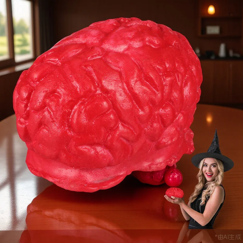 

2024 Halloween Fake Brain Prop Scary Bloody Human Organ for Party Supplies Dark Red Body Parts Decor