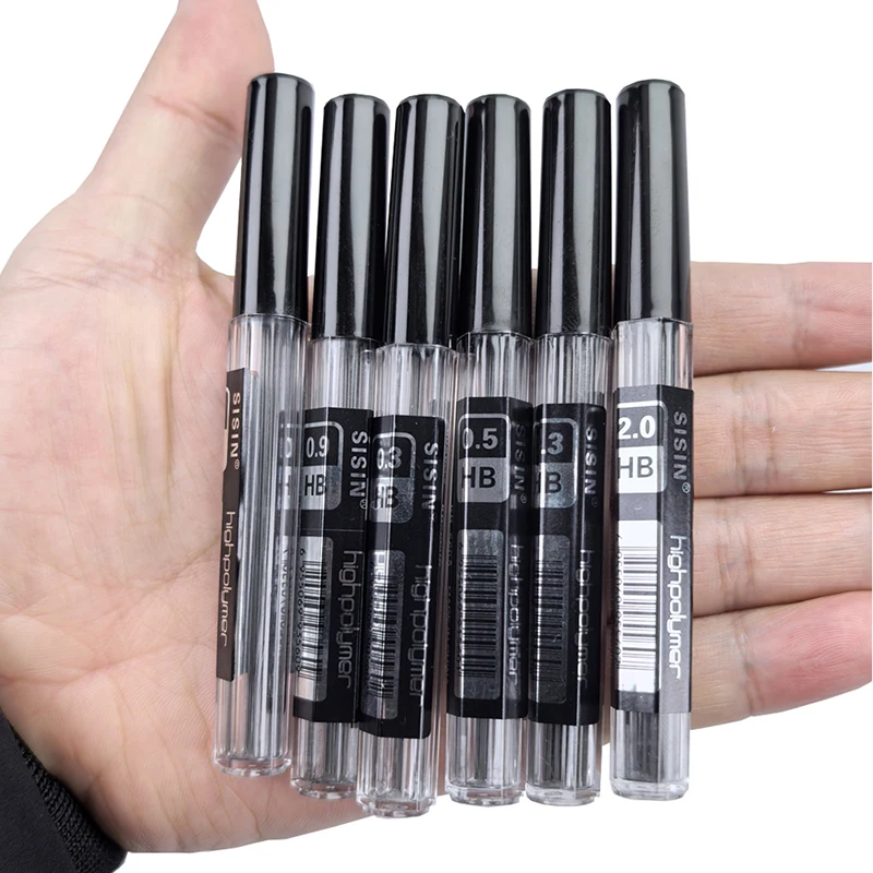 Lápiz automático de Metal con cubierta protectora, 0,3, 0,5, 0,7, 0,9, 2,0mm, núcleo de plomo HB, bocetos, pintura, escritura, suministros de