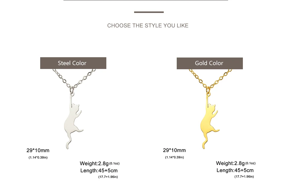 My Shape Katzen-und Fischgräten Anhänger Halsketten für Frauen Mädchen Kätzchen Tiere Charms Halskette Halsreif Edelstahl Schmuck – Detail 4