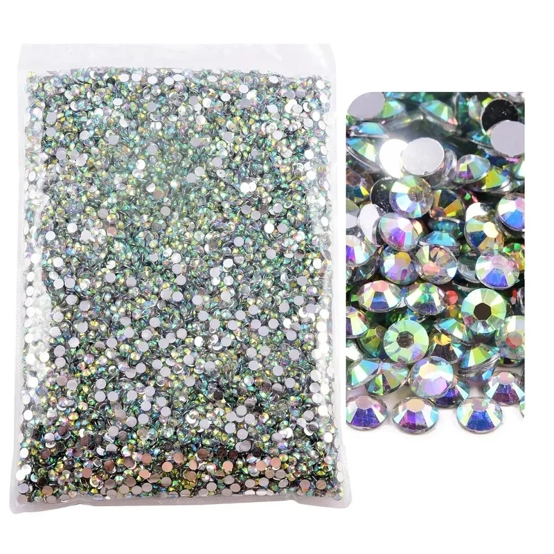 5000/10000PCS Color AB Silvery Flatback Resin Rhinestones 2-6mm Drill Faux Gems Bead for Crafts DIY Nail Art Charms Supplies
