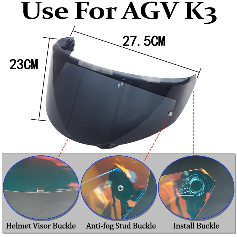 photochromic Motorcycle Replacement Helmet Full Face Visor for AGV K3 GT6 Anti-Scratch Uv-Protected Shield Lens