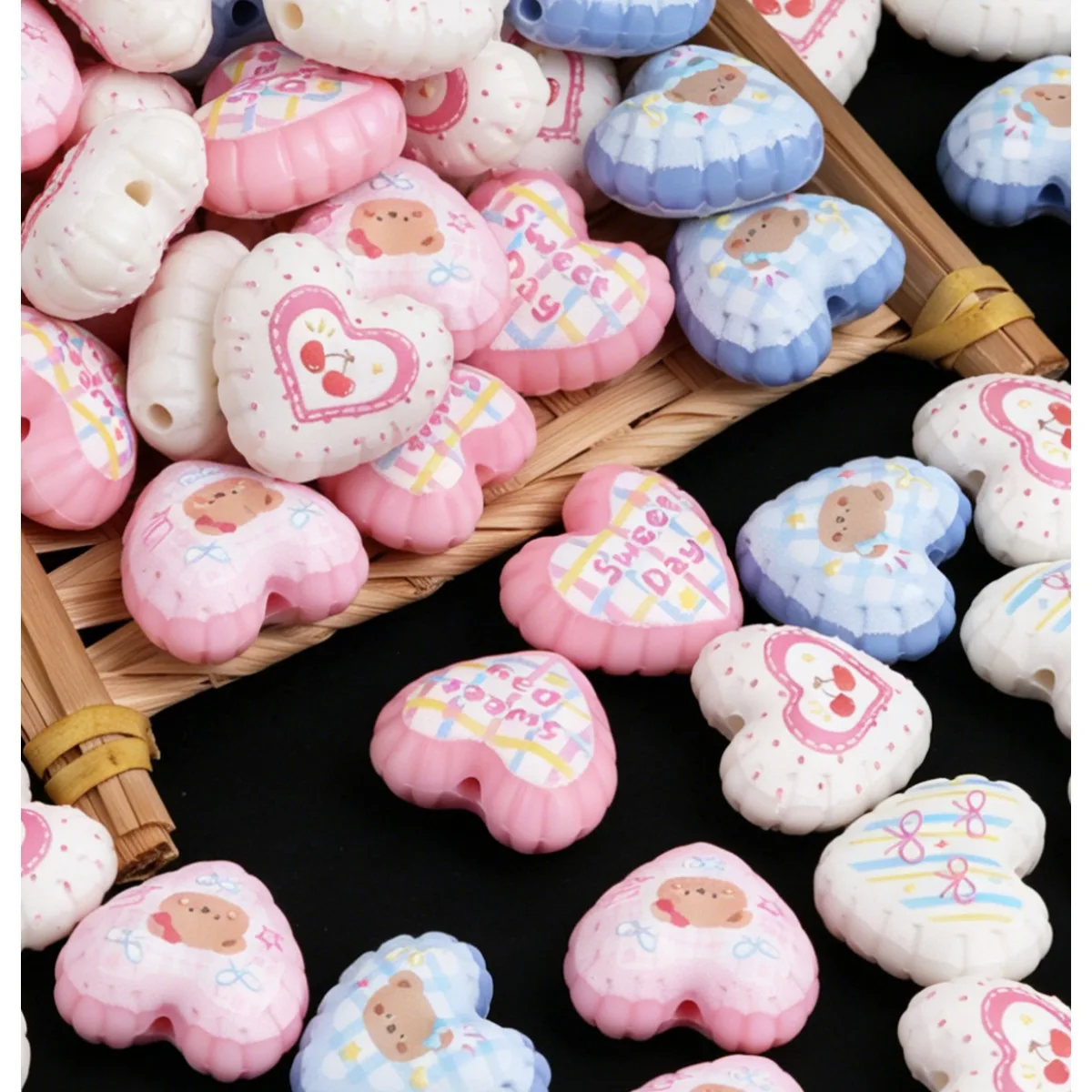 10/20pcs Random Color 19*20mm Acrylic Heart Beads for DIY Jewelry Making, Unique Heart-shape Acrylic, Creating Your Own Original