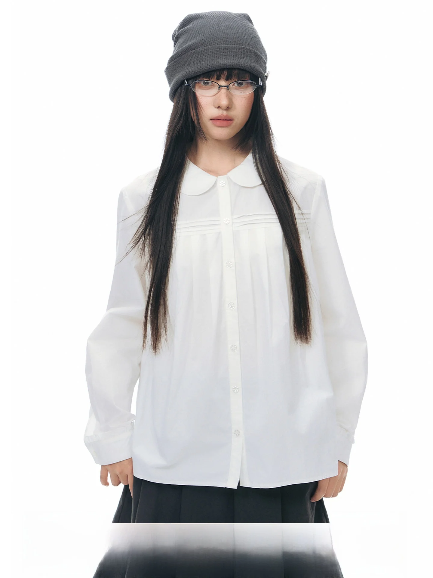 

Оригинальная хлопковая плиссированная блузка NAPSNAPS с воротником-стойкой для женщин, весенняя новинка, легкая, в азиатском стиле, свободного кроя, с длинными рукавами