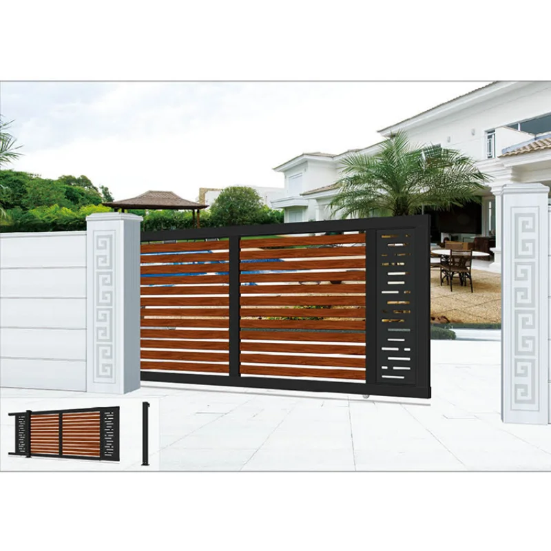 custom.New Designs  Automatic Aluminum System Sliding Gate Outdoor Aluminum Driveway Bi Folding Fold Gate