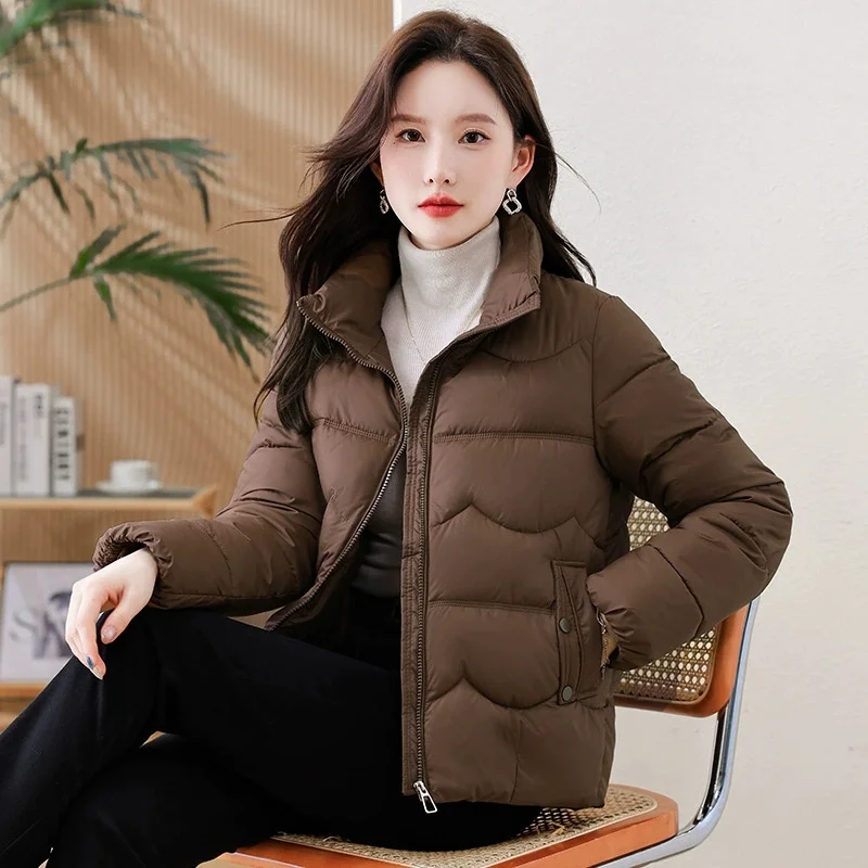 Vrouwen Winter Parka Jas 2025, Nieuwe Mode Casual Dames Bovenkleding Warme Elegante Koreaanse Dame Korte Dons Katoenen Jas Overjas