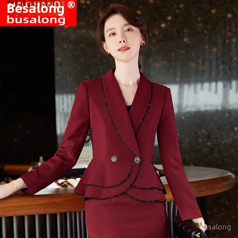 Busalong Korean Style Women's Long Sleeve Professional Western-Style Suit Official Trousers Interview Sales Workwear