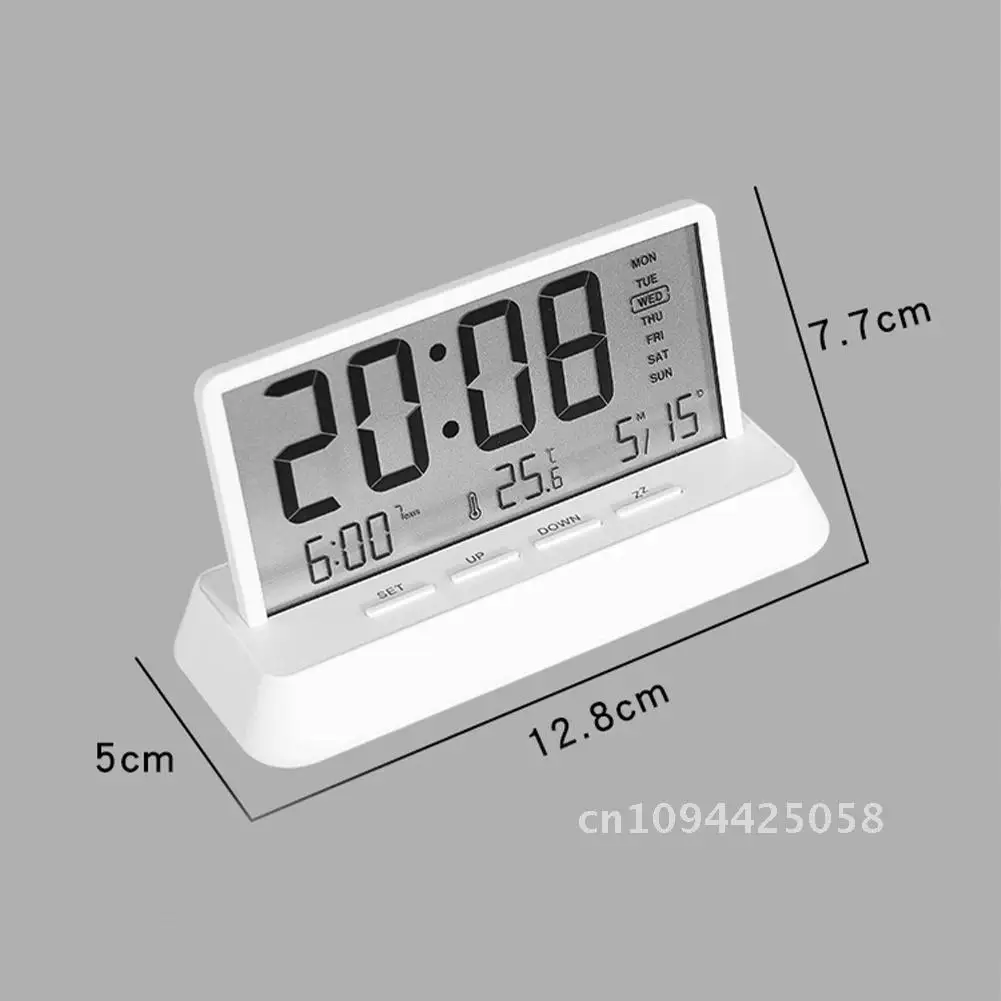 Digital Alarm Clock Desk Table Clocks Large Display with Time Date Week Temperature 12/24H Snooze Function For Home Decor