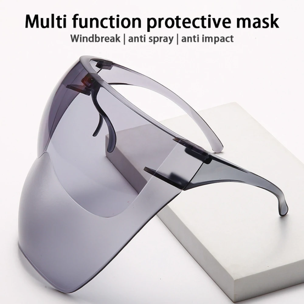 Unisex Face Shield Transparent HD Face Sheild Cover Baffle Block Anti Droplet Dust-proof Anti-UV Anti-Shock Safety Facemask