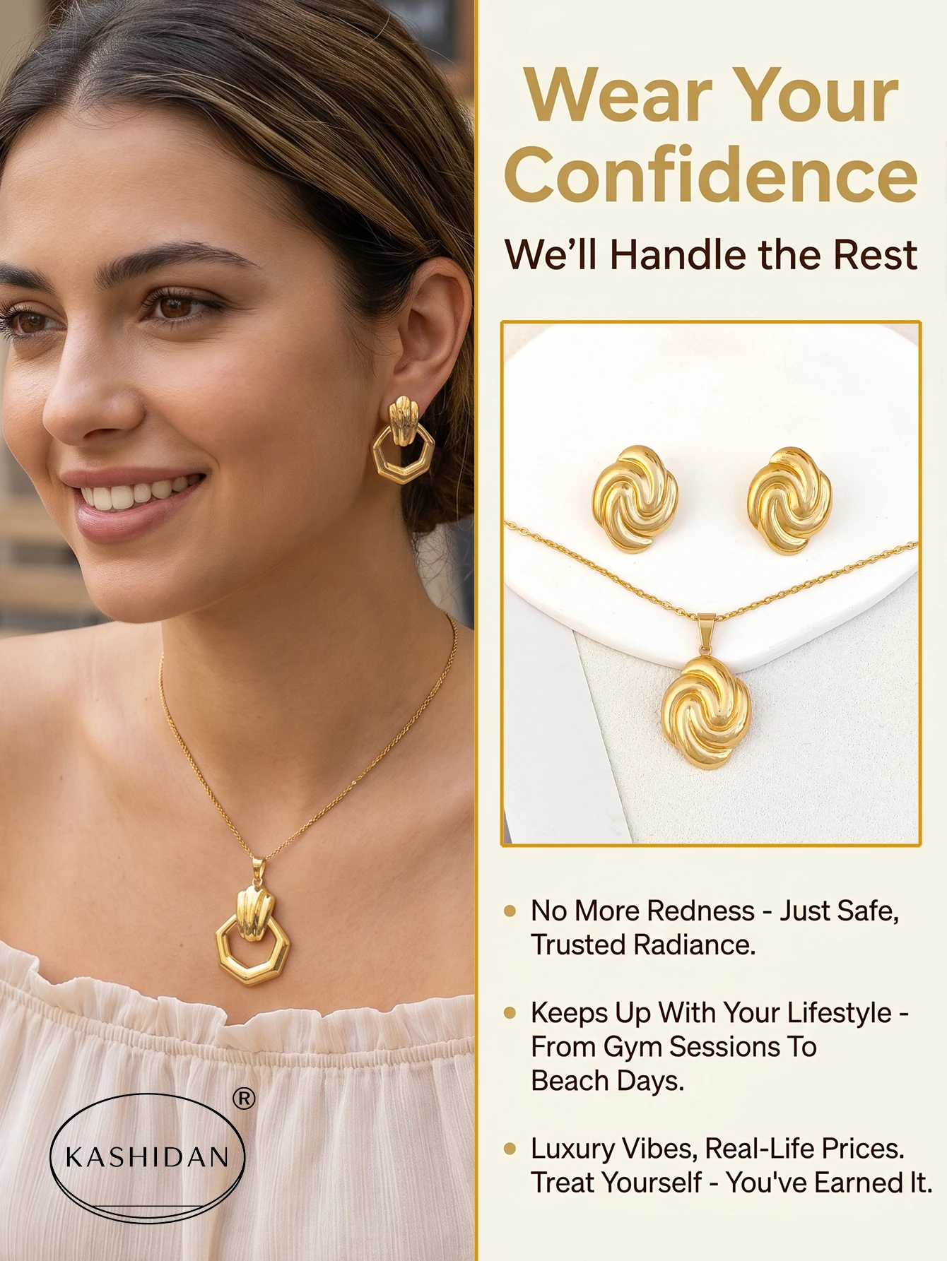 Fashion Stainless Steel Jewelry Set for Women Irregular Liquid Lava Pendant Necklace Glossy Abstract Stud Earrings