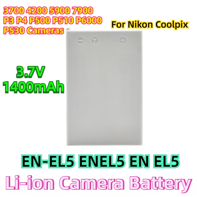 

For Nikon Coolpix 3700 4200 5900 7900 P3 P4 P500 P510 P6000 P530 Cameras EN-EL5 ENEL5 EN EL5 3.7V 1400mAh Li-ion Camera Battery