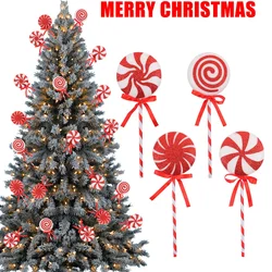 1Pcs Christmas Candy Cane Decorations Peppermint Ornaments for Christmas Tree Lollipop Craft Decor for Xmas Home Party Supplies