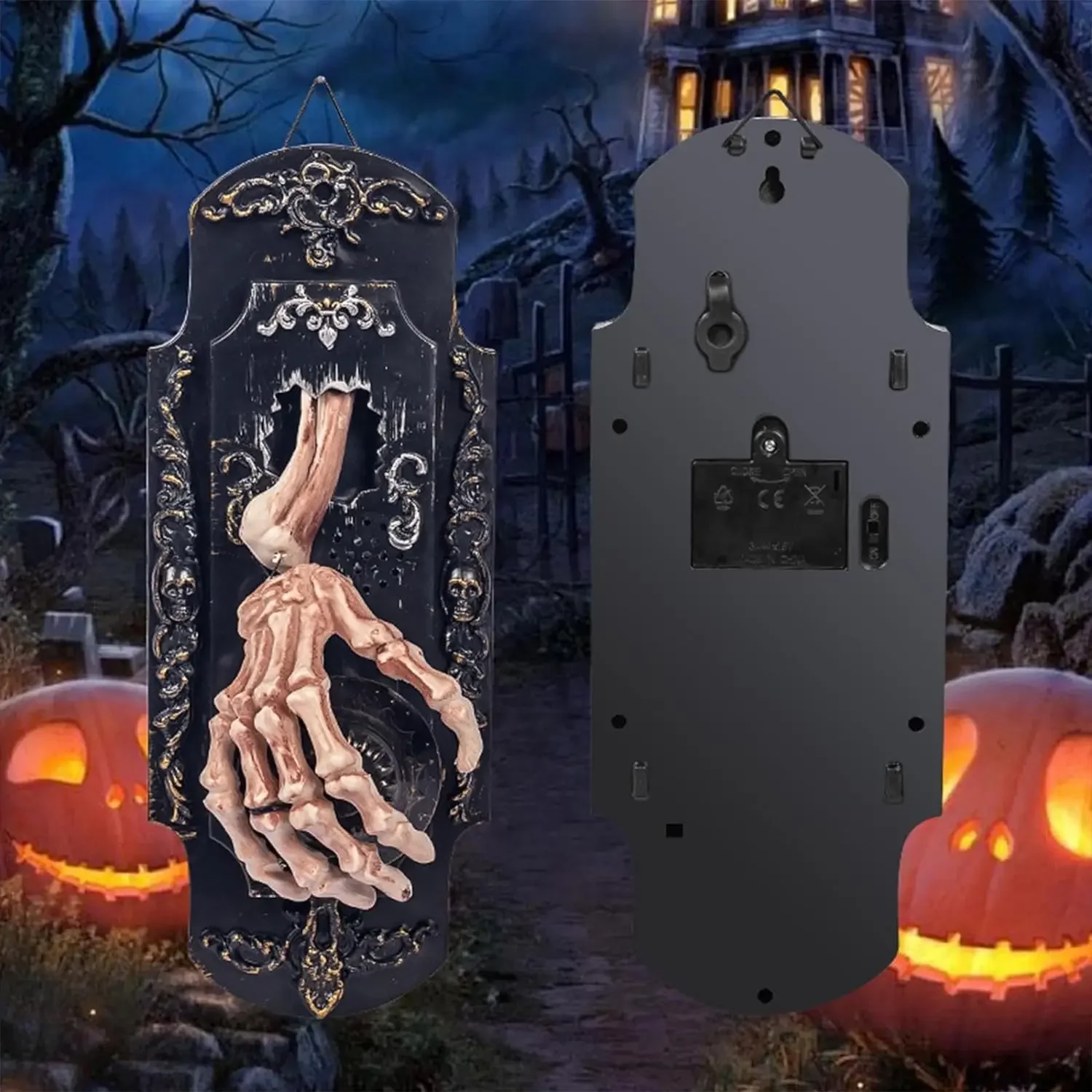 1PC Halloween Spooky Doorbell Sensor Spray Door Lock Luminous Audible Touch Sound Induction Venue Layout Haunted House