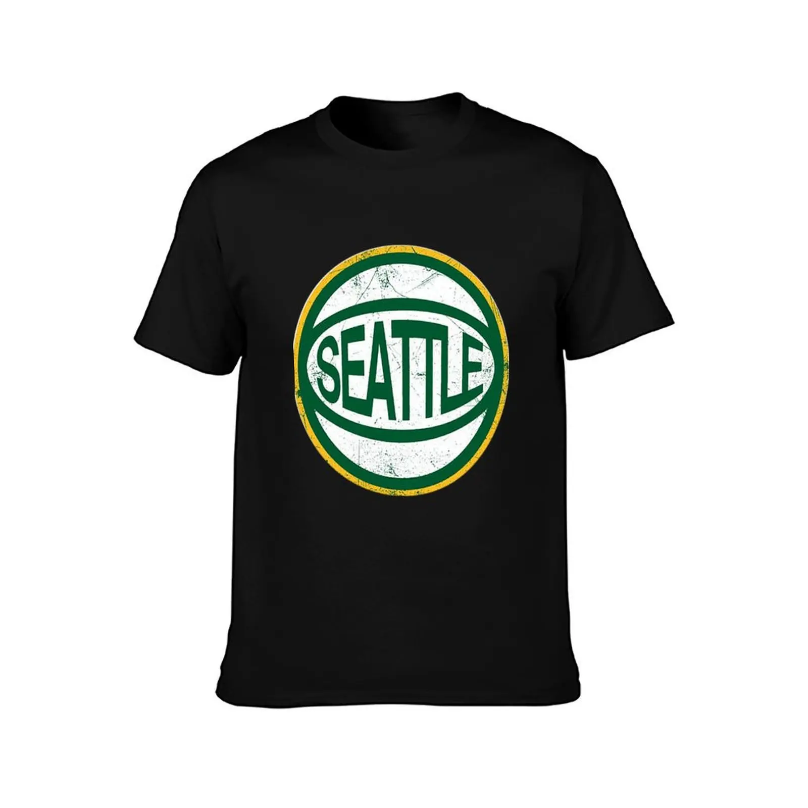 Seattle Retro Ball - Green 2 T-Shirt Short sleeve tee vintage graphic tee T-shirts for men cotton