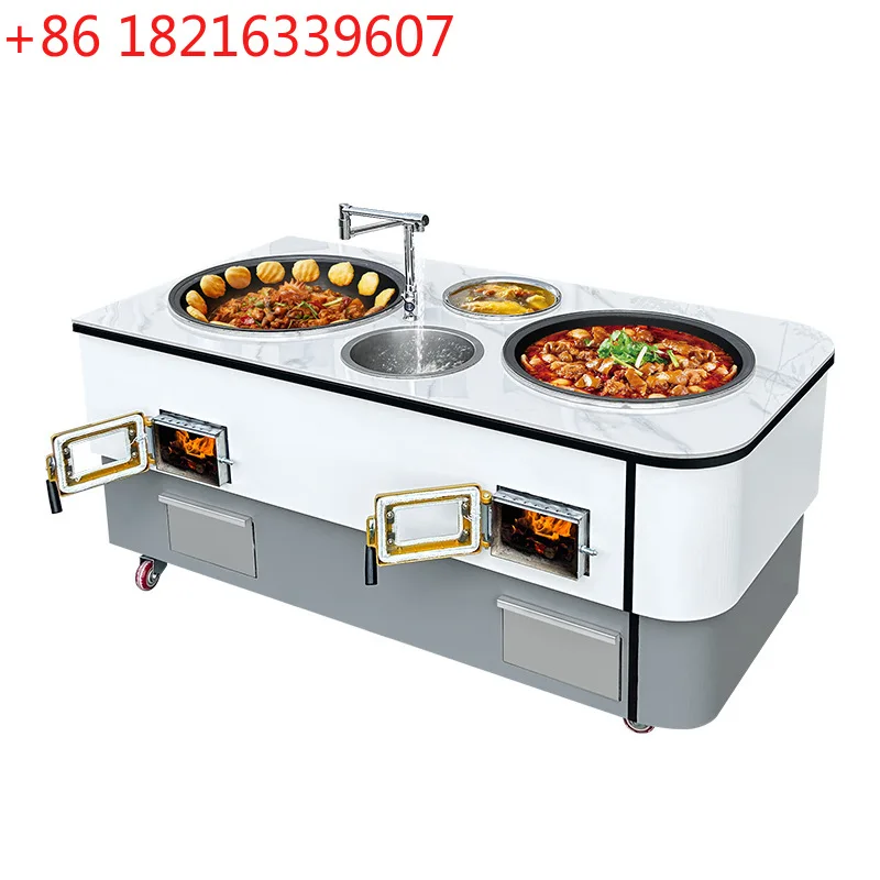 YAO household firewood burning high-end rock slab double pot stove mobile pot stove rural