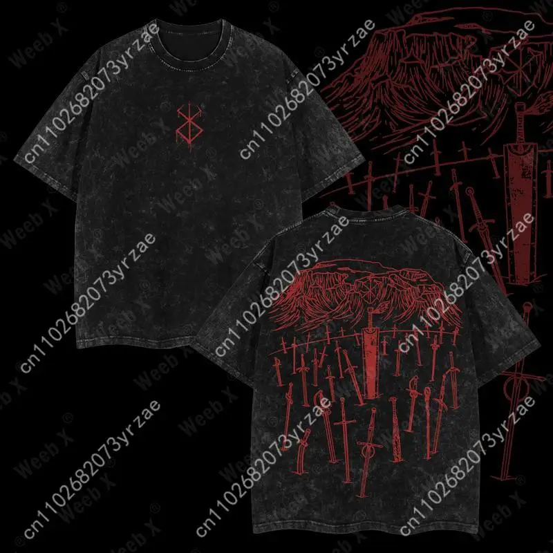 

Ретро футболка Hill Of Swords Berserk для мужчин и женщин, винтажная футболка высокого качества, хлопковая футболка с короткими рукавами, модные мягкие дышащие топы