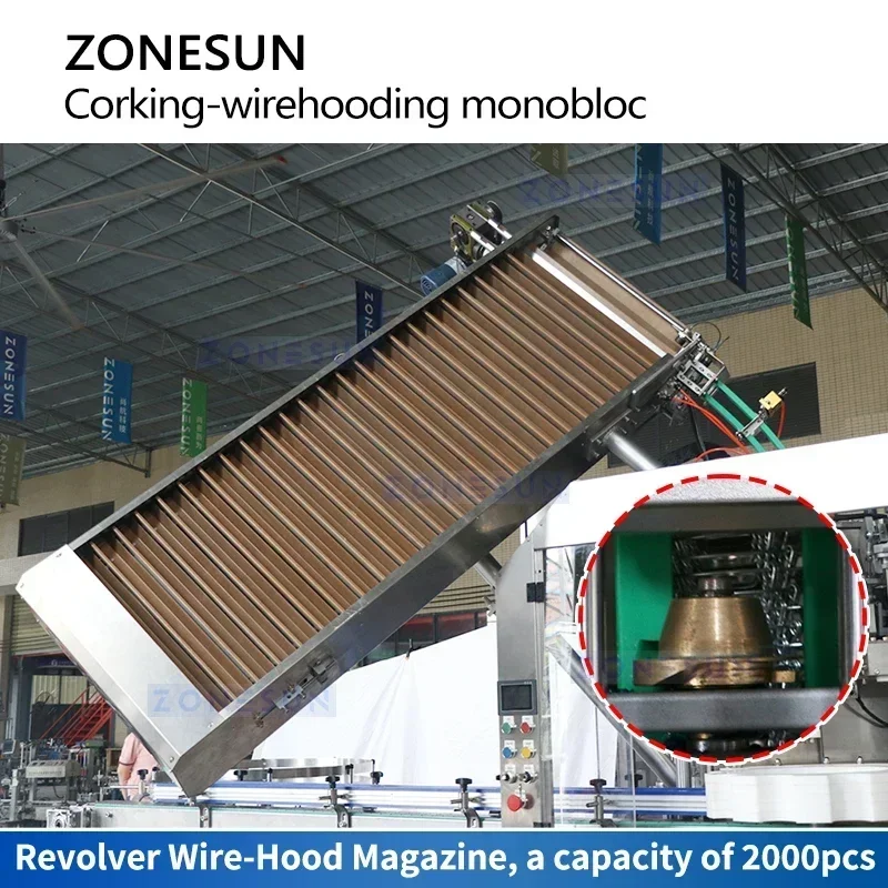 ZONESUN Wire Hooding Monobloc Champagne Mesin Pembungkus Anggur Otomatis Peralatan Pengemasan Corker Botol Kaca ZS-YG17
