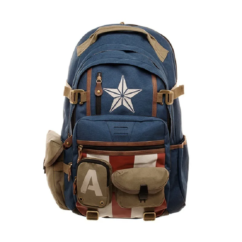 

Marvel The New Style Captain America Canvas Backpack Men's Backpacks Casual Fashion Student Computer Bags Men's Travel Backpacks
