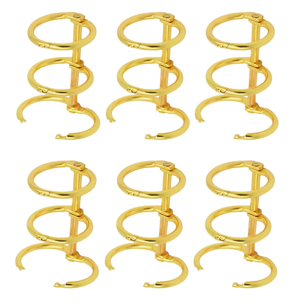 

6 Pcs Metal Rings 3 Loose Leaf Binders Nickel Plated Office Binder Segmented Iron Binder Accessories Scrapbook