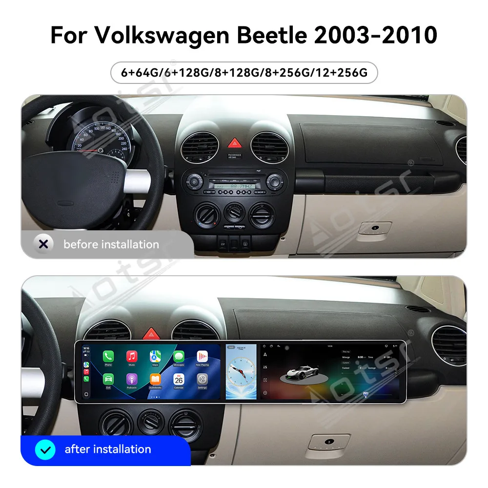 Triple Screen Android Car Radio For Volkswagen Beetle 2003~2010 Car Multimedia Player GPS Navigation CarPlay Auto IPS Head Unit