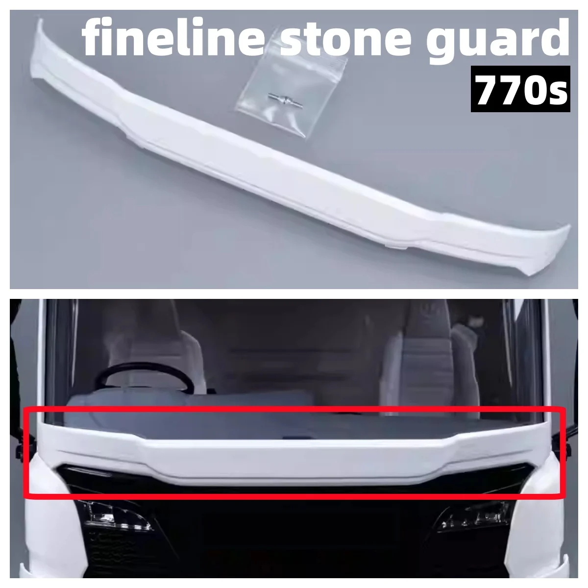 Fineline Stone guard White Windshield Baffle For 1/14 Tamiya Truck Trailer Scania 770s 56368 Retrofit a Diy Model Toy YGP-U10