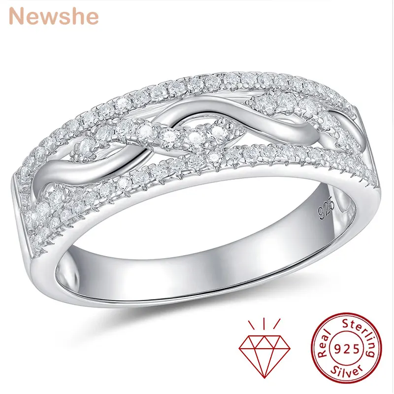 

Newshe Роскошные обручальные кольца с муассанитом для женщин, оригинальное кольцо из стерлингового серебра 925 пробы, блестящее обручальное кольцо, ювелирные изделия