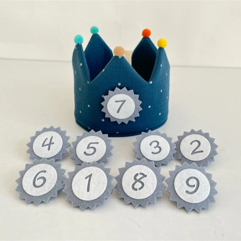 Bambini Baby Birthday Party Photo Shoot Crown Hat addensare pompon Ball Mini Crown Hat con numeri fotografia puntelli fascia