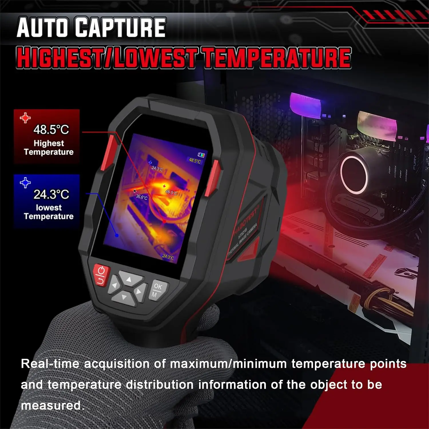 HT821A Thermal Imager, 240x240 Infrared Resolution, Handheld Thermal Camera, -4℉ to 1022℉, Temperature Alarm