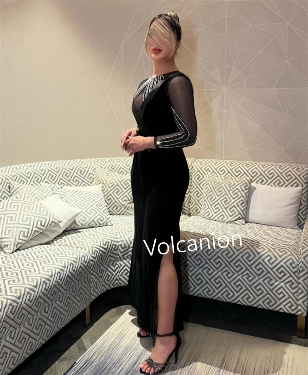 Платья миди из джерси с блестками и круглым вырезом по индивидуальному заказу, классические вечерние классические формальные размеры на заказ