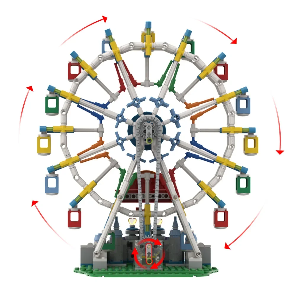 MOC Childrens Ferris wheel Building Blocks Model Amusement Park Spinning Ferris wheel Bricks DIY Assembled Toy for Kids Gift