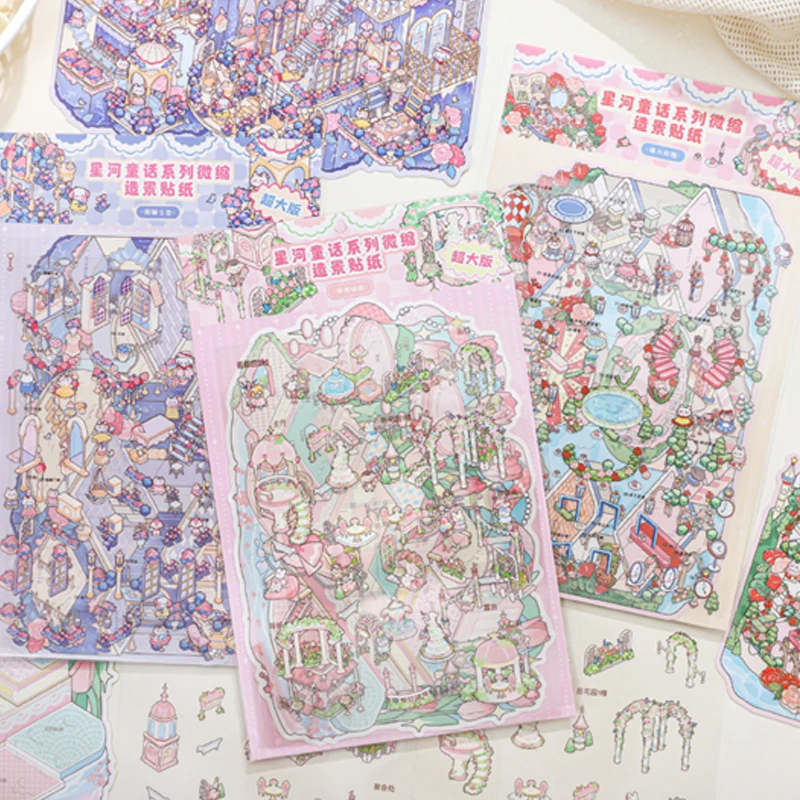 

Mr.Paper 3 Packs Zoo Class Starry Tale Series Miniature Diorama Stickers for Journal Scrapbooking, DIY Craft Supplies