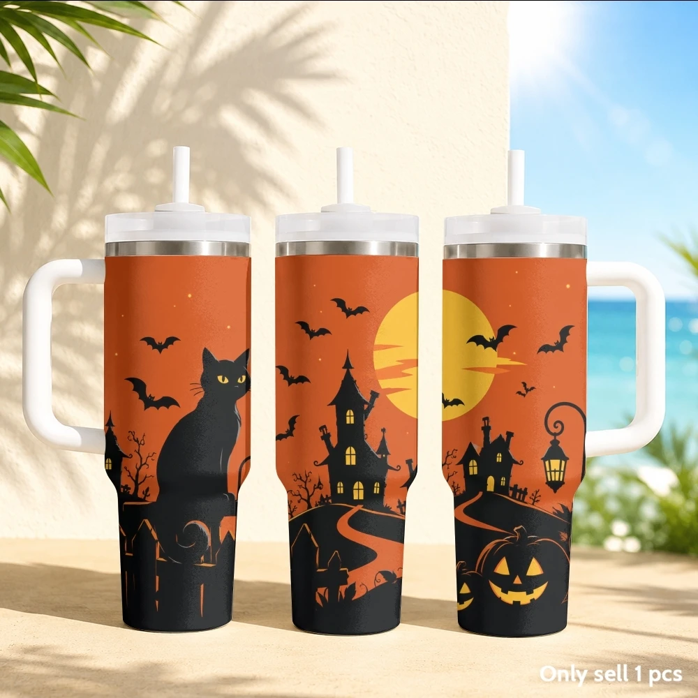 Halloween Witch Vacuum Flasks 40oz Stainless Steel Insulated Tumbler with Handle & Straw Leakproof Travel Mug