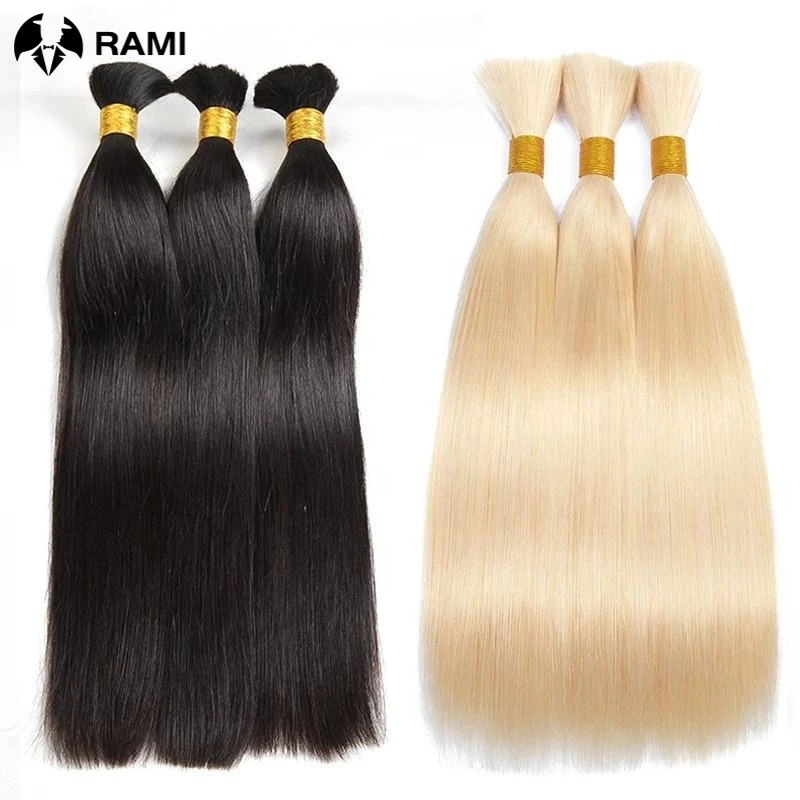 Blonde Human Bulk Hair Straight Natural Hair For Braiding 50/100g Per Set Women Braiding Hair 100% Remy Human Hair 12\'\'-26\'\'