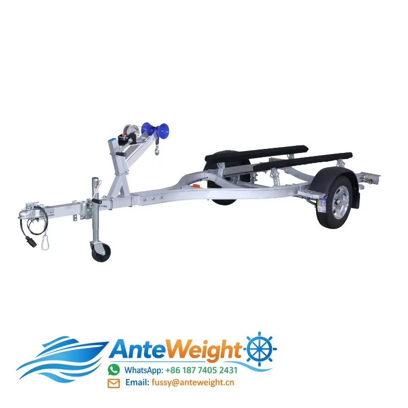 Twin-Axle Boat Trailer with 1 Year Warranty for Mega Yachts Watercraft Manufacturing Plant & Home Use Galvanized