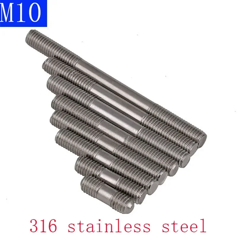 M10 -1.5 40mm - 150mm Double End Thread 316 Stainless Steel Tight Adjustable Push Rod Stud screws bolts