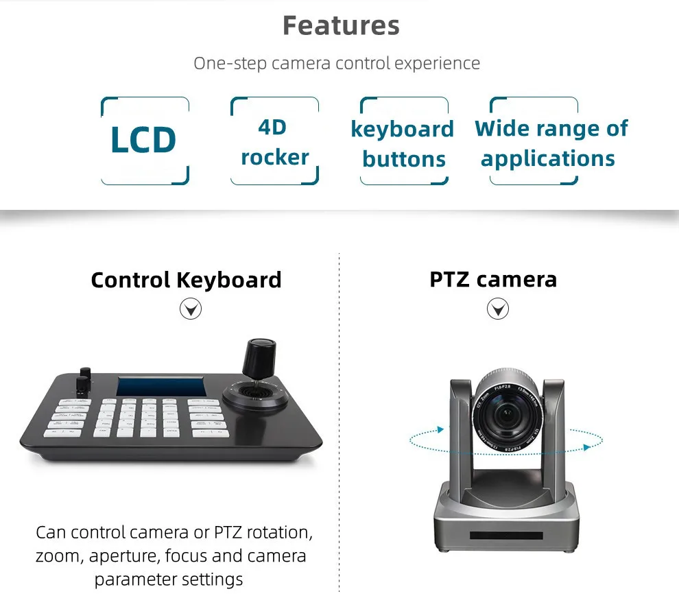 Imagem -03 - Controlador Joystick para Câmeras Ptz na Tela 255 Presets Suporte Poe Onvif Teclado ip Rs232 Rs422 485 Dropshipping