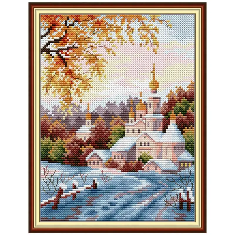 Snow Hill Monastery Patterns Counted Cross Stitch Set DIY 11CT 14CT 16CT Stamped DMC Cross-stitch Kit Embroidery Needlework