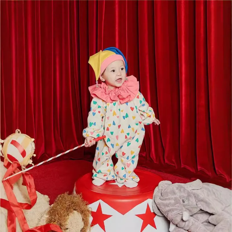 

Baby Clothes Circus Clown Costume Halloween Role Play Bodysuit Colorful Heart Print Cartoon Cute Onesie Party Toddler Outfits