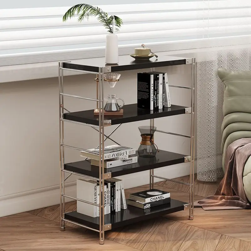 Living room optical axis shelf black multi-layer floor storage rack simple storage rack home display shelf bookshelf
