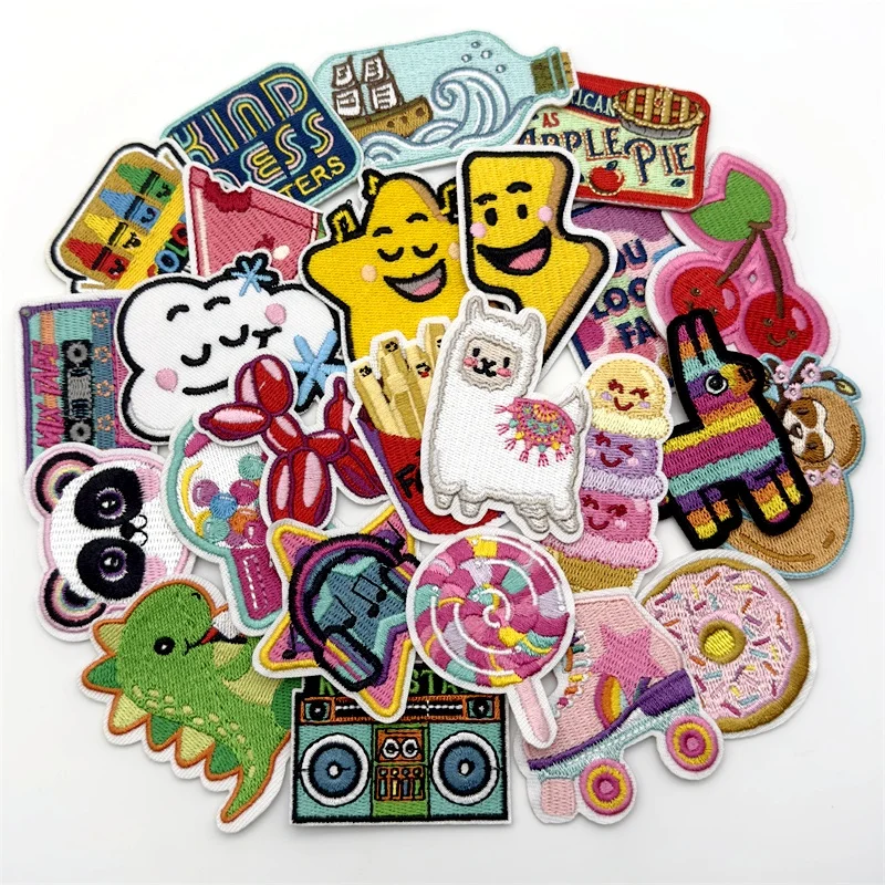 

25 шт./лот DIY нашивки с вышивкой мультфильм железные нашивки аппликация для одежды полосы патчи наклейки украшения