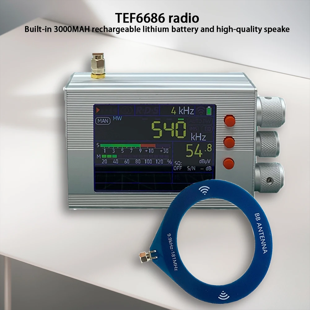 TEF6686 All Band Radio Receiver 3.2inch LCD Portable Shortwave Radios Receiver LW/MW/SW/FM/AM with Antenna 3000mAh Battery